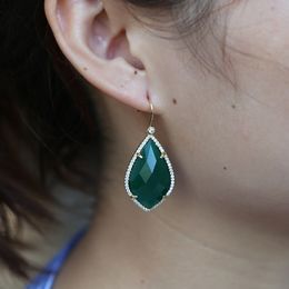 New Fine Jewellery Created Green Emerald Drop Water Earrings Classic Noble Big Luxury Gemstone For Women Wedding Bridal Earrings