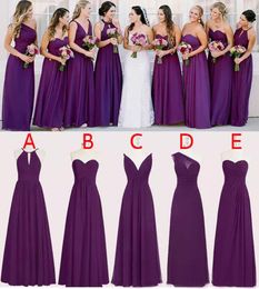 Spring 2020 Chiffon Purple Bridesmaid Dresses Optional Mix and Match Styles A Line Long Wedding Maid of Honor Dresses Custom Made EN1241