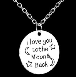 20pcs/lot Fashion Necklace Antique Silver I Love You To The Moon Back Charms Pendants Necklace for Jewellery Making 60cm