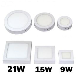 Free shipping 9W 15W 21W 30W Round / Square LED Panel Lights Surface Mounted SMD2835 LED Ceiling Lamp Down Light