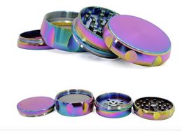 High Quality Rainbow Chamfer Herb Grinder Drum Shape 4 Layers 40mm Diameter Colour Zinc Alloy Tobacco Crusher Metal Grinders sharpstone