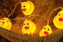 Mini Yellow Duck LED String Light Glow Indoor Outdoor Xmas Wedding Party Battery Operated LEDs Fairy Lights Warm White D2.5