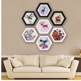 Fashion Hexagon Photo Frame Wedding Picture Frame Wall Mounted Home Family Art Picture Holder Home Decoration Wedding Gift