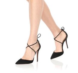 Summer Cross-tied Faux Suede Women Pumps Ankle Strap Stiletto Heels Wedding Shoes Pointed Toe High Heels Women Shoes