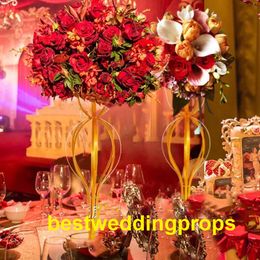 decoration high New!gold weddings floor flower stands/tall and large flower vase for wedding stage/table centerpieces best0328