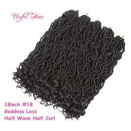 18" Synthetic braiding hair goddess locs Faux Locs Curly Crochet Hair 18 inch Crochet Braids Synthetic Hair Extensions For Black Women