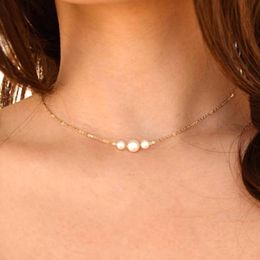 10 pcs / conjunto imitação pérola gargantilha colar ouro prata cor cadeia mulheres clavícula cadeias 2018 moda jóias colares delicados