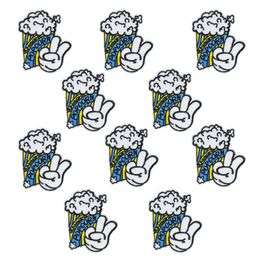 10 PCS Popcorn patches badge for clothing iron embroidered patch applique iron sew on Diy patches sewing accessories for clothes