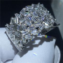 Unique ring Silver Colour T shape Diamond Cz Stone Big Engagement wedding band ring for women Bridal Fashion Jewellery