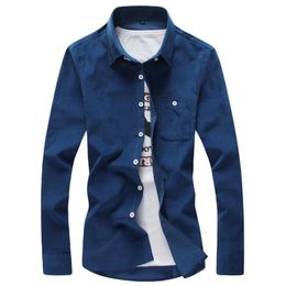 Autumn and winter men's new shirt casual fashion corduroy multi-color shirt high quality large size M-5XL solid Colour P30