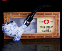 Resin pipe creative blue and white porcelain, old-fashioned cigarette smoking accessories complete set