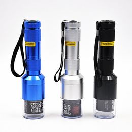 Large scale flashlight, smoke filter, filter mesh, electric metal smoke grinder.