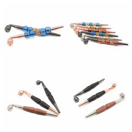 Newest Colourful Long Herb Smoking Pipe Aluminium Alloy With Cover Multiple Colour Portable High Quality Metal Hot Sale Pretty DHL Free