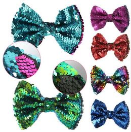 5" Big Reversible Sequin Bows Clips Blingbling Rainbows With Alligator Clip Glitter Bows Hairpin Women Children Hair Acessories