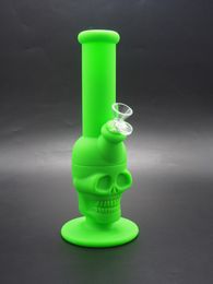 Skull design bubbler hookahs Silicone Water Pipe Hookah Bongs Thick dab rig Pipes Oil Colourful