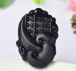 Natural Black Obsidian Necklace Charm Fashion Jade Pendant Fine Jewellery For Men Women Gift