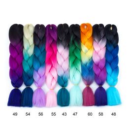 Hot Sale Ombre Synthetic Braiding Hair Crochet Braids Senegalest Twist Hair Extensions Beauty Color Kanekalon Braiding Hair Jumbo Braids