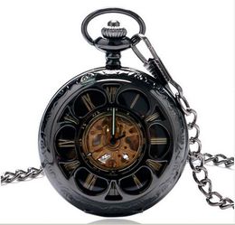 Old Pattern Retro Hollow Flower Cover Pocket Watch Automatic Mechanical Women Watches Gift Clock Relogio de Bolso Mecanico