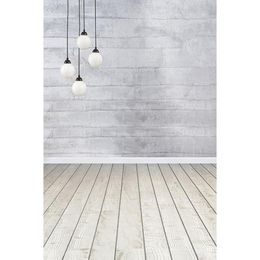 Indoor Wedding Photography Backdrops Brick Wall Printed White Bulbs Photo Studio Backgrounds Wooden Floor Fond Photographie