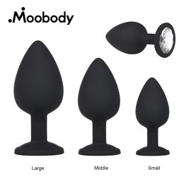 Silicone Anal Plug Prostate Massager Rhinestone Big Size Butt Plug Erotic Sex Toys For Men Woman Adult Anal Tube S M L S924