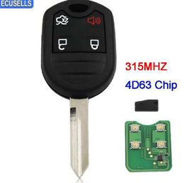 Nova substituição Keyless completa chave remota 4 botão inteligente carro completo chave fob para ford mustang explorador borda 315MHz com 4D63 chip