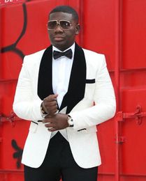 New Design One Button Ivory Groom Tuxedos Groomsmen Shawl Lapel Best Man Suits Mens Wedding Suits (Jacket+Pants+Vest+Tie) NO:722