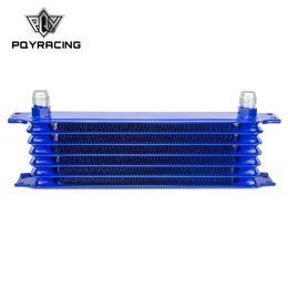 PQY - BLUE UNIVERSAL OIL COOLER 7 ROW 10AN- 10AN UNIVERSAL ENGINE TRANSMISSION OIL COOLER KIT TRUST TYPE PQY5107B