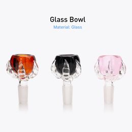 Glass Bowls Pink Black thick Bowl piece with 14mm 18mm Male smoking accessory for Bong water pipe
