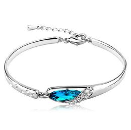 Choucong Original Brand Desgin Cute Luxury Jewellery 925 Sterling Silver Filled Stunning Blue Crystal Party Wedding Chain Bracelet Gift