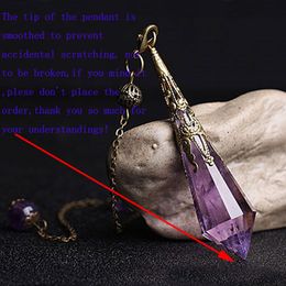 1Pc Polished Natural Purple Stone Amethyst Crystal Dowsing Point Pendant Divination Metaphysical Spiritual Chakra Healing Balancing Pendulum