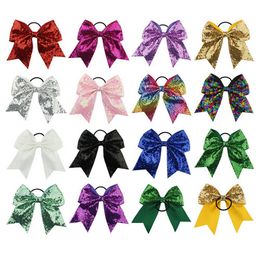 8 INCH Fashion Handmade Sequin Bling Cheer Bows Hairbands for Girl Children Kids Boutique Hair Accessorie