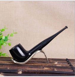 High Quality Ebony Hand Straight Shank Tobacco Bucket Full Black Pipe