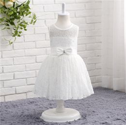 Ivory,White Lace Flower Girls Dresses Tea Length Summer Garden Style Lace Girls' Party Dresses Cheap New Arrival Free Shipping