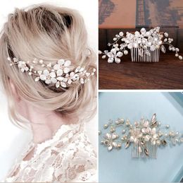 Bride's handmade pearl comb, high end white copper wire, carding headwear, bridal ornaments