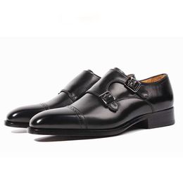 Customised monk strap mens shoes genuine leather high quality Italian goodyear men derby shoes