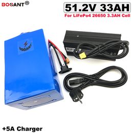 51.2V Rechargeable 3.2V LiFePo4 Lithium battery 33AH Electric bike battery pack for Bafang 3000W Motor +5A Charger Free Shipping