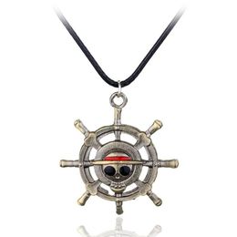 MOQ:10PCS Fashion Pendant Necklace ONE PIECE Anchor Logo Rope Chain Necklaces 3.6*3.6cm For Men Jewellery Accessories