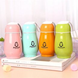 penguin water bottle Canada - Stainless steel vacuum cup 300ml cartoon penguin shaped vacuum flasks customizable design double-deck insulated mug student water bottle