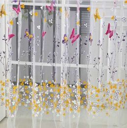 Butterfly Sheer Curtain Tulle Window Treatment Voile Drape Valance 1Panel Fabric Organza Tulle Curtain 100 x 270cm