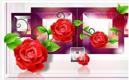 Photo Wallpaper High Quality 3D Stereoscopic 3D framed rose art background 3D Wall Mural Wallpaper