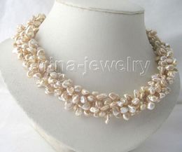 18" 5row champagne Reborn Keshi freshwater pearl necklace - GP magnet