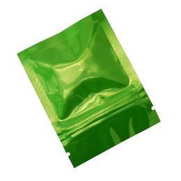 200Pcs 6*8cm Green Reusable Mylar Zip lock Bag with Tear Notch Glossy Aluminum Foil Zip Lock Packing Bag for Coffee Grain Sample Pack