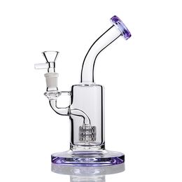 purple thickness base bent glass bongs with birdcage inline purple thick mouth 14mm joint dab rig glass bong free