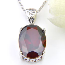 LuckyShine 925 Sterling Silver Pendant Necklaces Women's Easter Colares Ruby Jewelry Indian Garnet Gemstone Pendant Jewelry