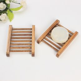 Free shipping Dark Wood Soap Dish Wooden Soap Tray Holder Storage Soap Rack Plate Box Container for Bath Shower Plate Bathroom