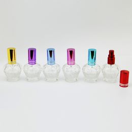 15ML High Quality mixed Colours Refillable Clear Glass Spray Perfume Bottle Empty Imperial Crown Parfum Case F483