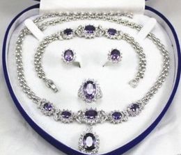 women's jewelry Purple gem new Earring Bracelet Necklace Ring