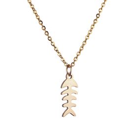 Personality Fashion Jewellery Delicate Fish Bone necklace silver/gold Colour stainless Steel Pendant Necklaces for women men Collier