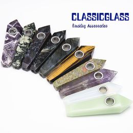 DHL Smoking Pipes Natural Colourful Fluorite Quartz Crystal Wand Point Free Stone Tobacco Handpipe