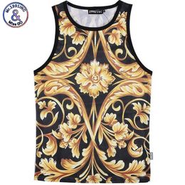 Wholesale- Mr.1991INC Men Summer Tank Tops 3D Yellow Flower Digital printing Mesh Vest Jersey Sleeveless tee shirts For Men Size M-XXL